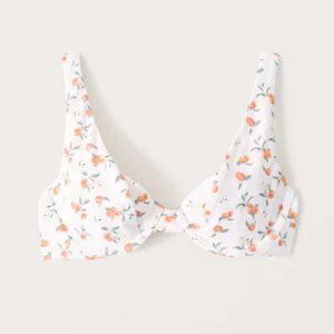 Abercrombie & Fitch Underwire Squareneck Swim Top Peach Print XS